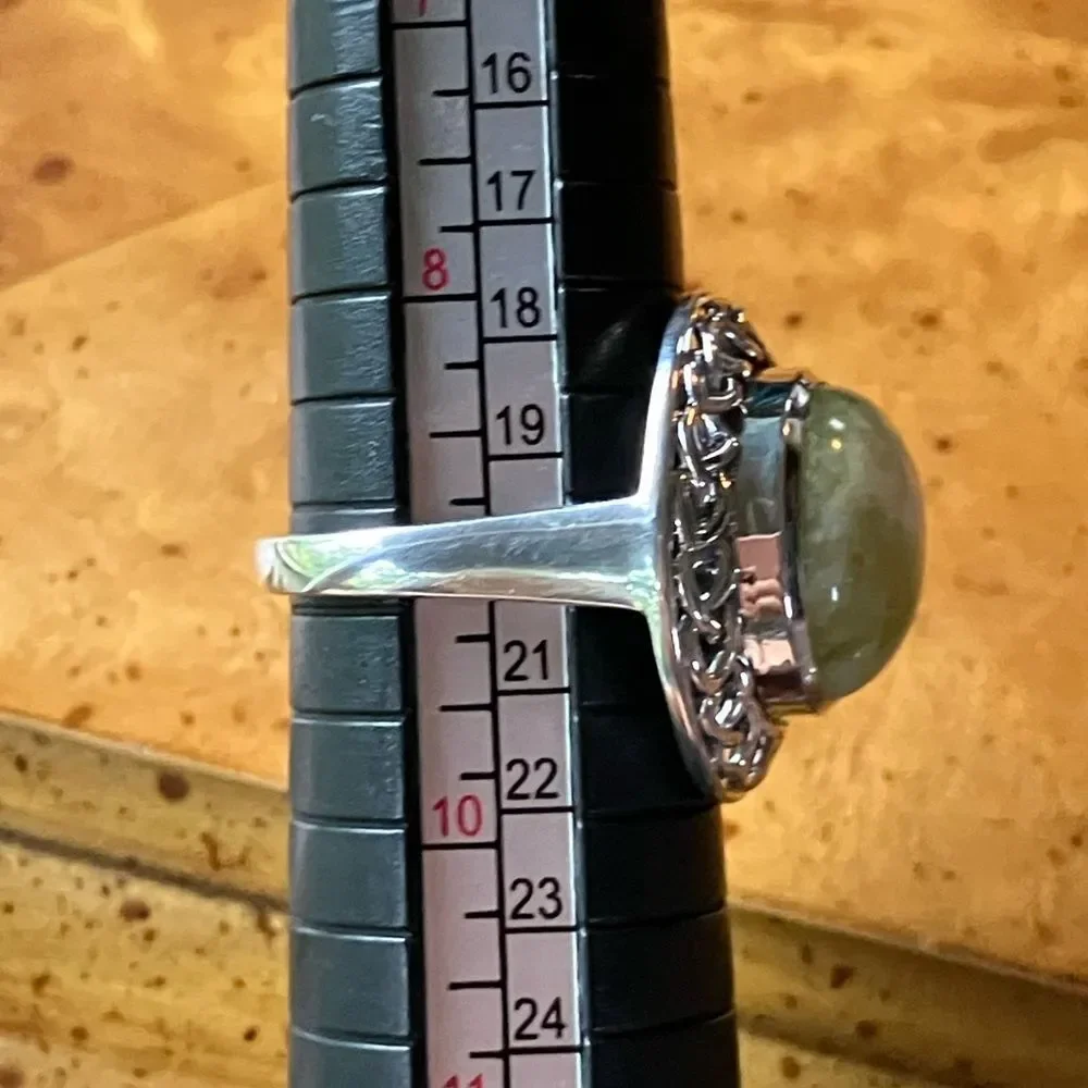 Natural Connemara Marble Sterling Silver Cocktail Ring Size 9